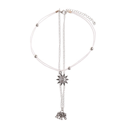 

Women Beaded Anklet Silver Charm Jewelry Elephant&Sun Anklet Bracelets