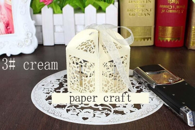 

FUNNYBUNNY 20 PCS Cross Laser Cut Favor Box Christening Baby Shower Bomboniere with Ribbons Party Favors Candy Box