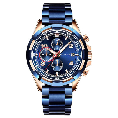 

MINI FOCUS MF0198G Men Watch Stainless Steel Strap Quartz Movement Simple Wristwatch Time Display Casual Waterproof Clock for Male