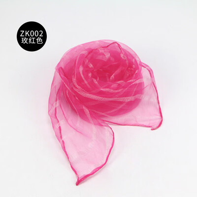 

Factory direct childrens show silk scarf kindergarten dance square towel solid color nylon yarn yarn scarf wholesale ZK002