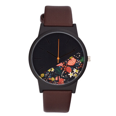 

RM Fashion Simple Without Scale casual Floral Print Dial Belt Quartz Female Watch