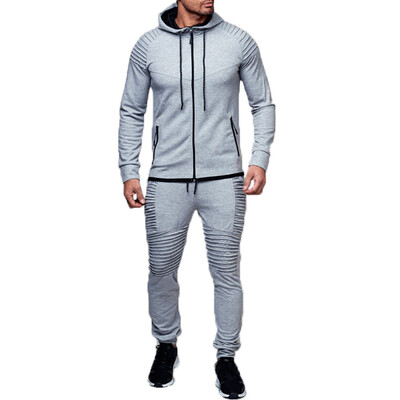 

SUNSIOM 2Pcs Mens Tracksuit Hoodies Sweatshirt Pant Set Gym Sportwear Suit Size -XXL