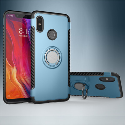 

Back Cover For Xiaomi Mi 8 Mi8 Case Car Holder Stand Hard PC Silicon Ring Suction Bracket Celulars