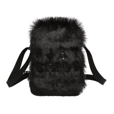

Fashion Women Zipper Crossbody Bag Plush Letter Print Casual Shoulder Bags