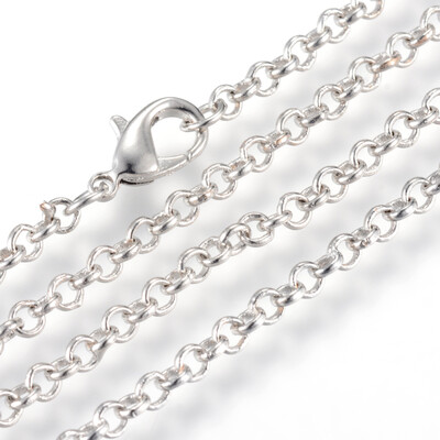 

Iron Rolo Chains Necklace Makings with Lobster Clasps Soldered Platinum 295"75cm