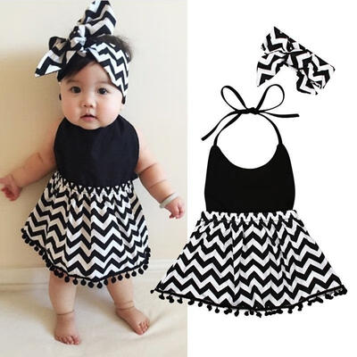 

Summer Casual Lovely Newborn Infant Baby Girls Striped Dress Backless Outfit Dresses
