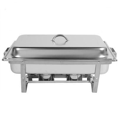

Greensen 3Slots 9L Stainless Steel Rectangular Chafing Dish with Pan Alcohol Furnace for Buffet Catering