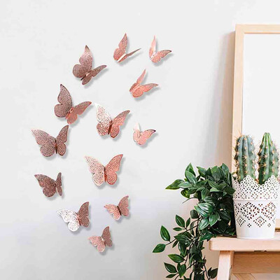 

〖Follure〗Butterfly Silver Mirror Decoration Home Room Art 3D DIY Wall Stickers12PCS