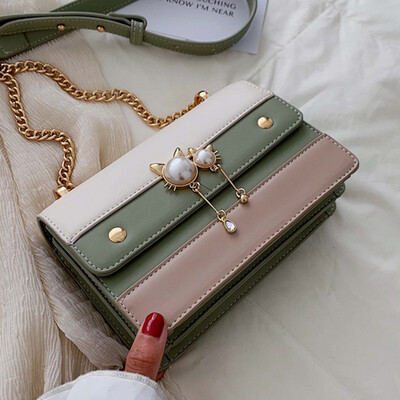 

Small fresh 2019 Korean version of the new foreign style chain shoulder small square bag color fashion Joker Messenger bag