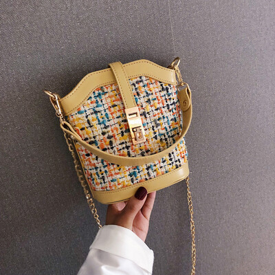 

Tailored Fashion Women Retro Leather Wool Bucket Bag Crossbody Bag Chain Shoulder Bags