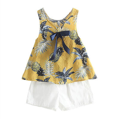 

2pcsSet Cute Sleeveless Children Girls Korean Summer Vest Tops Shorts Suit