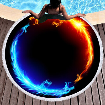 

Toponeto European And American Retro Round Print Quick-Drying Beach Towel