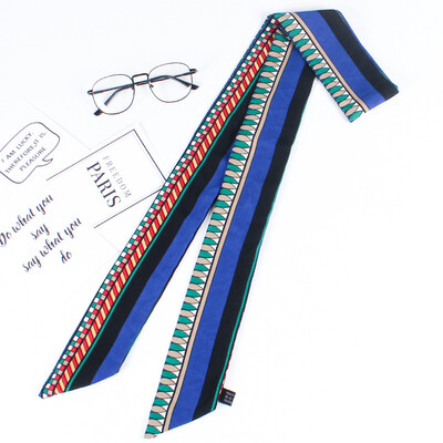 

Korean silk scarf spring&summer small scarf chiffon printing Variety scarf long double small bow tie decoration wild