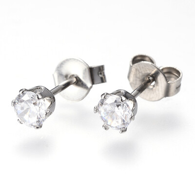 

Personalized Lovers Day Gifts for Him Cubic Zirconia Ear Studs with Stainless Steel Base Clear about 4mm wide 134mm long 07