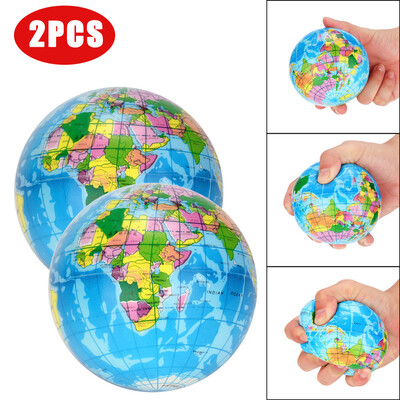 

Gotoamei 2PCS Stress Relief World Map Jumbo Ball Atlas Globe Palm Ball Planet Earth Ball