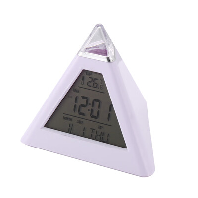 

New 7 LED Color Pyramid Digital LCD Alarm Clock Thermometer