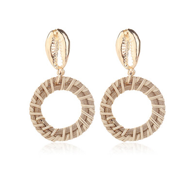 

Fashion New Popular Shell Woven Geometric Bohemian Earrings