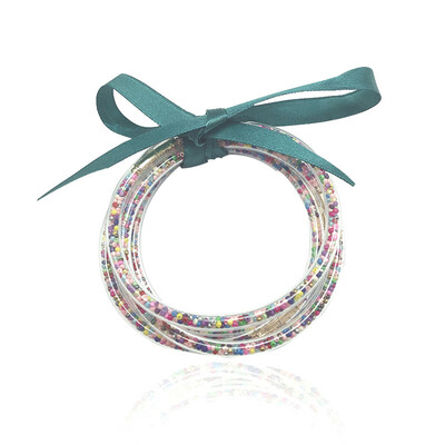 

5Pcs\Set All Weather Glitter Bangles Set Glitter Filled Silicone Jelly Summer Bracelets