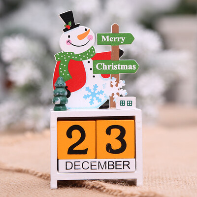 

Gobestart Christmas Mini Wooden Calendar Xmas Ornament Home Decoration Craft Gift