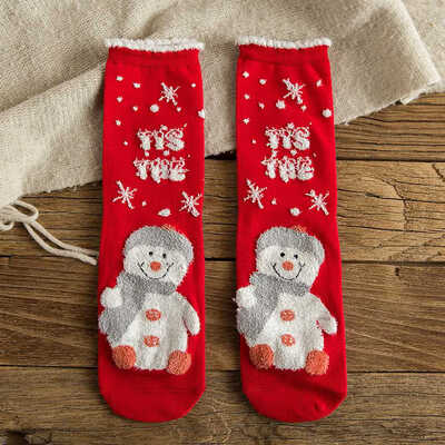 

1 Pair Christmas Socks Women Adults Warm Winter Santa Snowman Deer Xmas Sock Gift
