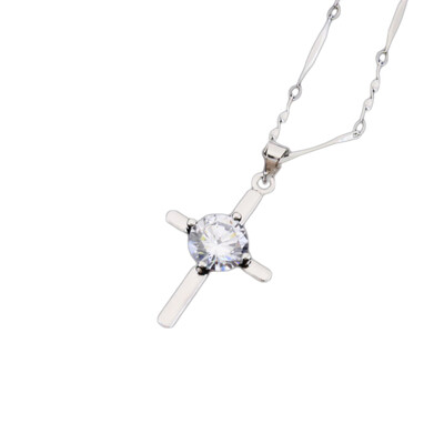 

Silver Color Cross Necklace Woman Jewelry Metal Necklace Popular Style