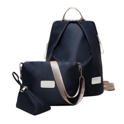 

3PcsSet Nylon Backpack Handbag Cosmetic Bag For Women Travel