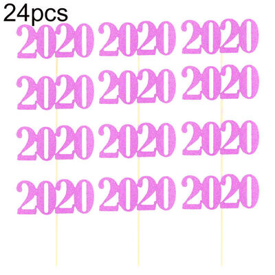 

24Pcs 2020 Number Birthday Cake Topper Dessert Flag Decor Party Baking Supplies