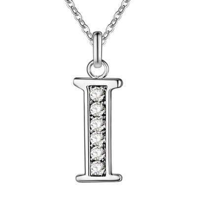 

Simple Shiny Zircon 26 English Letters Pendant Women Men Thin Necklaces Jewelry