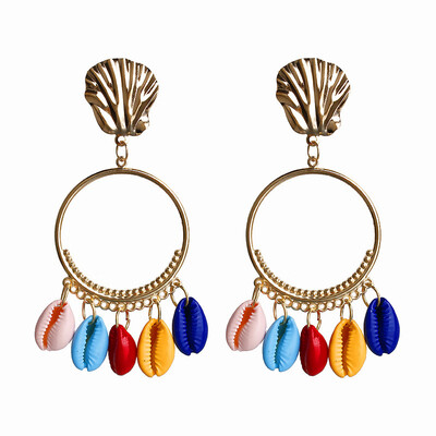

EK724 Hyperbole Big Circle Dangle Earrings for Women Bohemian Sea Shell Drop Earrings Round Summer Dress Jewelry Wholesale
