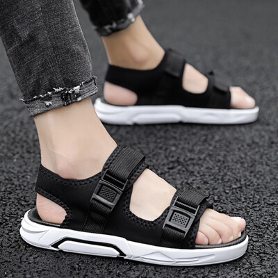 

Summer breathable fashion sandals Men wear teenagersblack personality sandals outside their skid-proof beach shoes