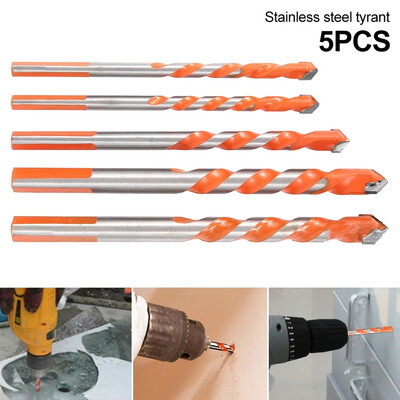 

5PCS 681012mm Multifunctional Twist Drill Bits for Tile Ceramic Wall Wood Glass Drilling Tool Fittings