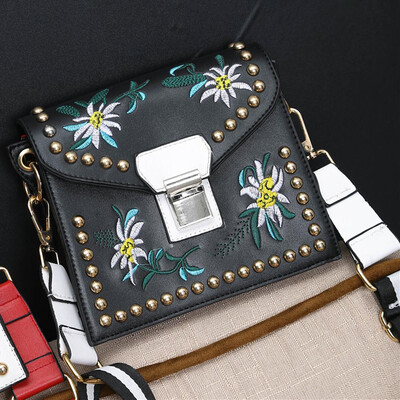

Tailored Women Embroidery Leather Messenger Bag Flower Handbag Crossbody Shoulder Bags