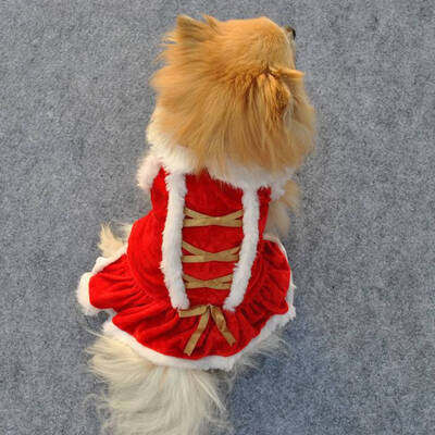 

Christmas Red Dog Skirt Princess Puppy Dog Dress Winter Pet Clothes Velvet Warm Clothing Costume