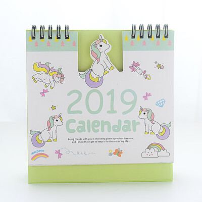 

Mohamm Cute Unicorn Flamingo 2019 Planner Desk Calendar Supplies Office Decoration Organizer