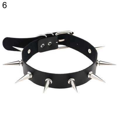

Women Fashion Alloy Rivet Spike Faux Leather Choker Short Necklace Punk Jewelry