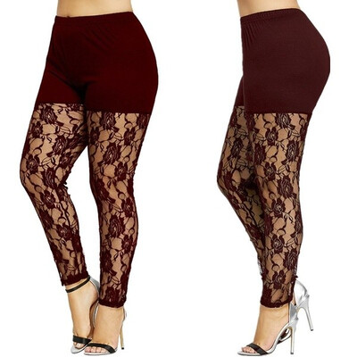 

Women Sexy Floral Stylish Skinny Lace Hollow Long Leggings Lace Pants Plus Size