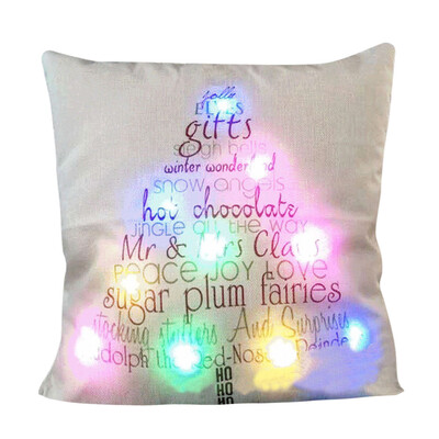 

Gobestart The New Color Lights Christmas Pillow LED Lights Pillow Creative Printing LinenA