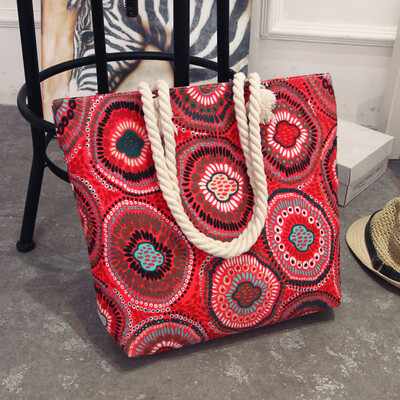

Summer Shopping Big Bag floral Messenger Bags Women Canvas bohemian style striped Shoulder Beach Bag Female Casual Tote