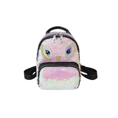 

Sequins Eyes Travel Backpacks Women School Bags PU Leather Small Knapsack
