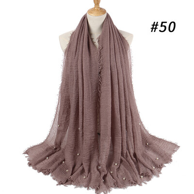 

Cotton&linen crumpled monochrome womens scarf hot two-headed pearl accessories headscarf girls