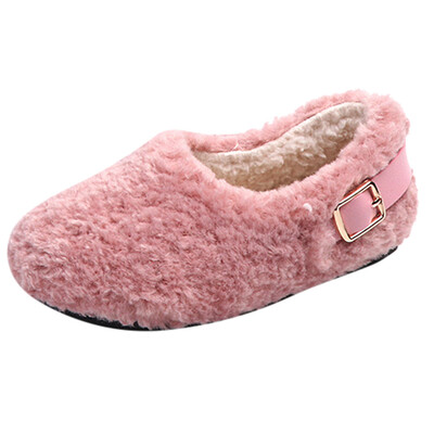

Children Infant Girl Solid Winter Warm Fluffy Flock Single Botton Casual Shoes
