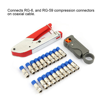 

Greensen Coaxial Cable Network Wire Stripper Cable Crimping Pliers Set 20Pcs F Head RG6 Cable Crimping PliersSqueeze Pliers