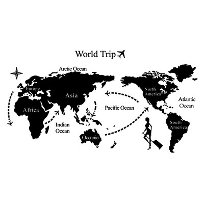 

〖Follure〗Map Of World Trip Wall Sticker Decals Decor