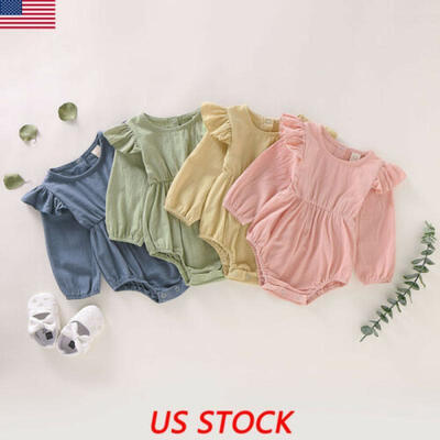 

US Toddler Kids Baby Girl Ruffle Romper Jumpsuit Bodysuit One-Pieces Outfits Set