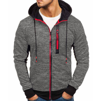 

Toponeto Mens Autumn Winter Zipper Sportswear Patchwork Pullover Long Sleeve Blouse