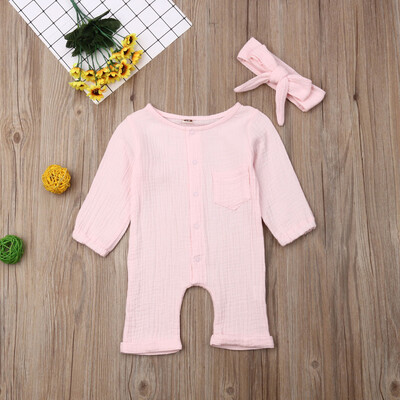 

Newborn Infant Baby Girl Romper Bodysuit Jumpsuit Headband Clothes Outfit Set