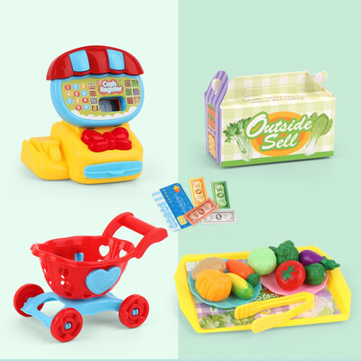 

Siaonvr Kids Pretend Toys Analog Cash Registers Shopping Cashier Role Playing Game Set
