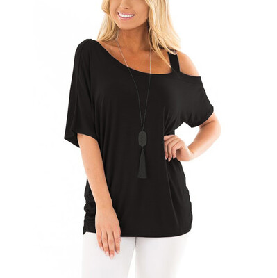 

Nomeni Womens Fashion Casual Short Sleeve Pure Color Tops Blouse Tunic T Shirts
