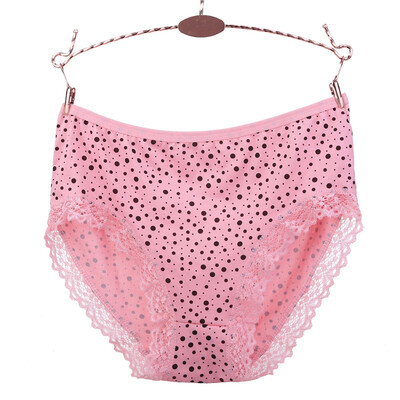 

Womens Underwear Dot Print Briefs Lace Stitching Mid-Rise Panties Female Sexy Briefs Panties