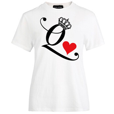 

Summer Fashion King And Queen Print T Shirt